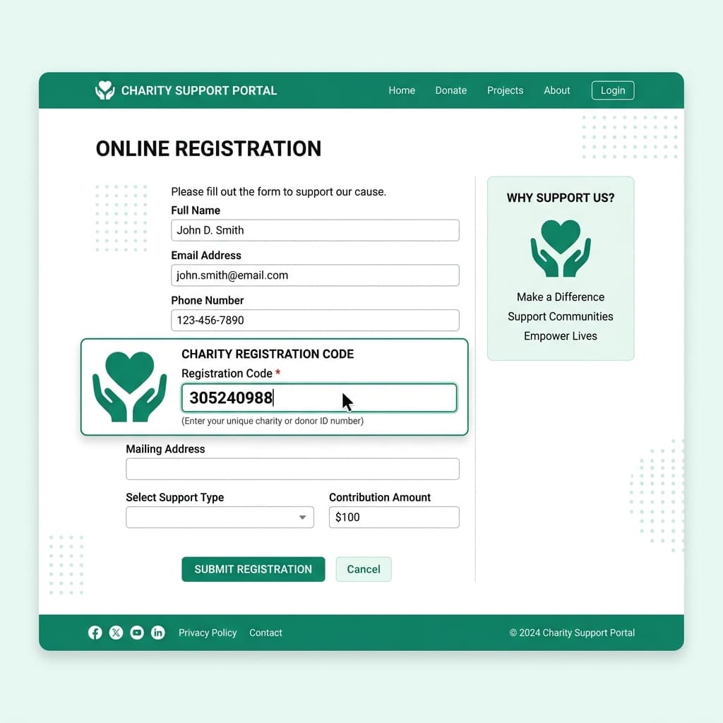 Enter beneficiary code 305240988